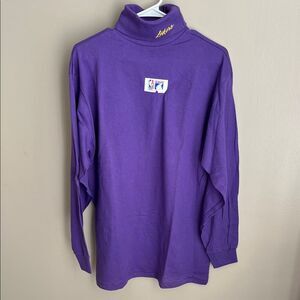 Los Angeles Lakers VTG 90s purple turtleneck embroider Large NWOT Logo Athletic